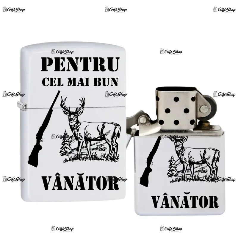 Cel mai bun vanator, bricheta metalica gravata laser cu mesaj 2